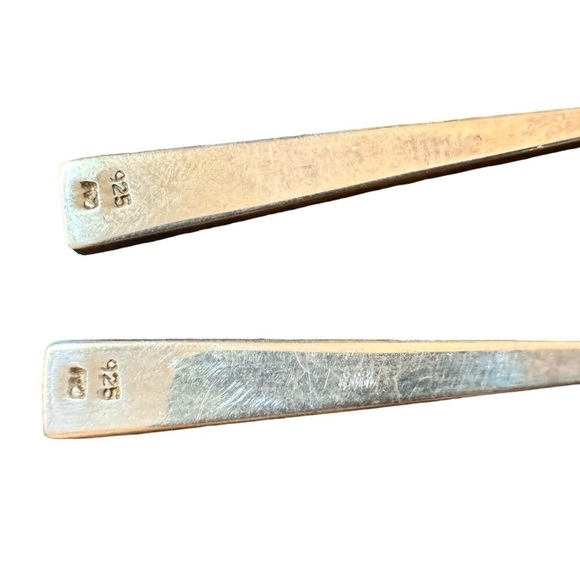 Designer Sterling Silver Black Onyx Inlay Dangle Earrings - Picture 3 of 6